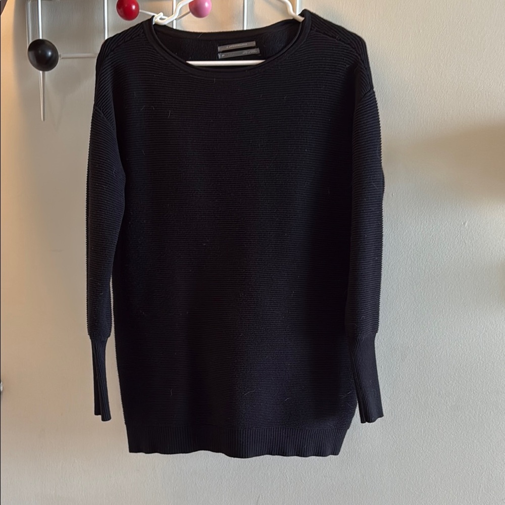 Anthropologie Black Crew Neck Sweater Classic Knit